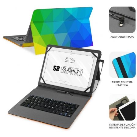 Subblim KEYTAB USB 11 pulgadas Funda con Teclado Triángulos